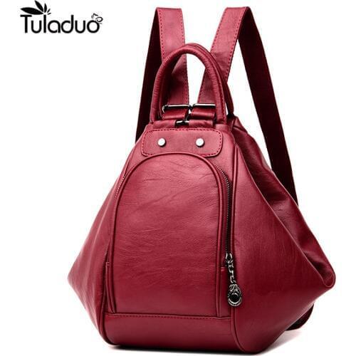 Travel Backpack Women Solid Zipper Bags For Girls Soft PU Leather School Bag For Teenager Mochilas Mujer 2020 Hot Sale