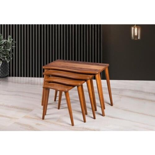 Modern Walnut Curved Zigon Coffee table Pad coffe table