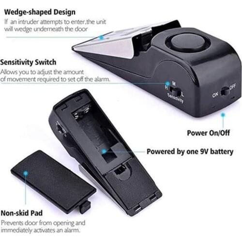 120 Db Stop System Security Home Wedge Shaped Door Stop Stopper Alarm Block Blocking Systerm For Home Dormitory Safety