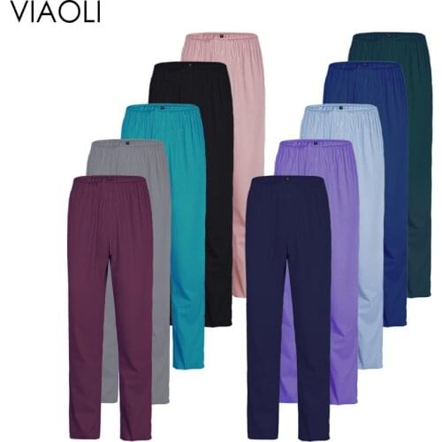 Comfortable and high-quality unisex scrub pant nurses solid color lightweight lab beauty salon pants nurse spa accessories
