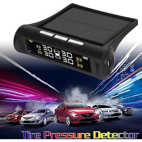 Smart Car TPMS Tyre Pressure Monitoring System Solar battery dual use LCD Color Display Auto Security Alarm Systems