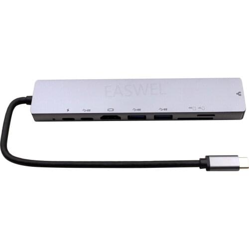 Usb type c hub 8 in 1 usb hub multi function adapter for MacBook Pro and Type C Windows Laptops