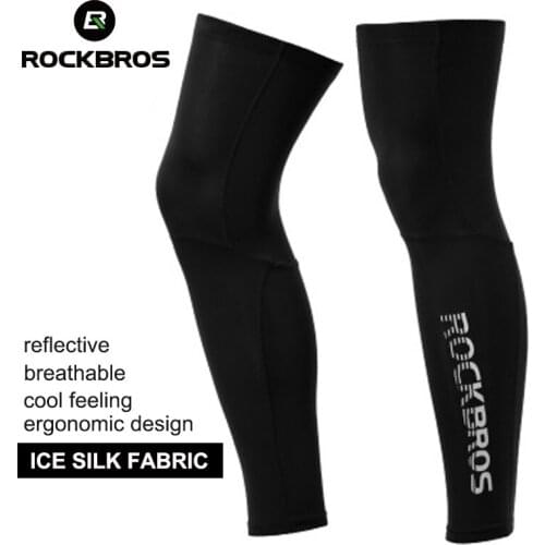 ROCKBROS Men Cycling Leg Warmers MTB Bike Bicycle Leggings Running Cycle Basketball Sports Tights Compression Soccer Knee Pad