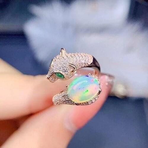 Jewelry 7mm*9mm Natural Opal Ring for Party 925 Silver Opal Silver Ring Fashion Opal Jewelry Gift for Woman
