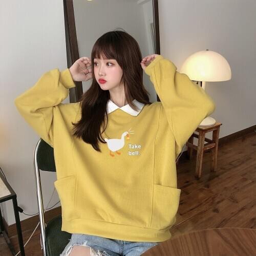 Letter Print Animal Hoodie Harajuku Aesthetic Clothes Women Cotton Sweatshirt Autumn Cute Hoodies Teenagers Casual Pullover Tops