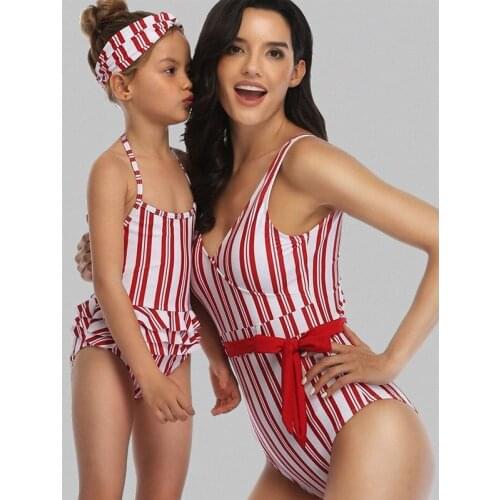 Mommy and Me Swimwear Striped Bikini Family Matching Clothes Family Matching Swimwear Mother and Daughter Swimsuit