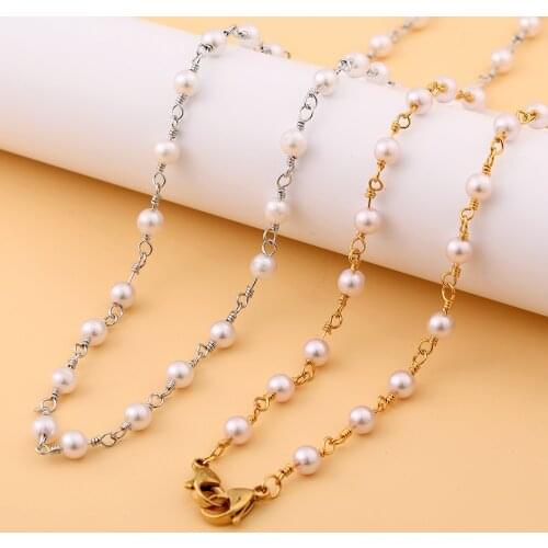 ZV Fashion New Pearl Mask Chain Beaded For Women Jewelry Copper Wire Knotted Necklaces Sunglasses Lanyard of Mask Holder