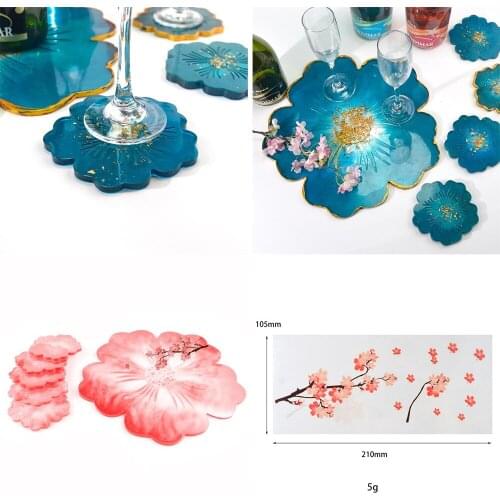 1 Set Wine Glass Clear Flower Cup Mat Epoxy Resin Molds Glass Coasters For DIY Resin Epoxy Mold Silicone Jewelry Crafts Making