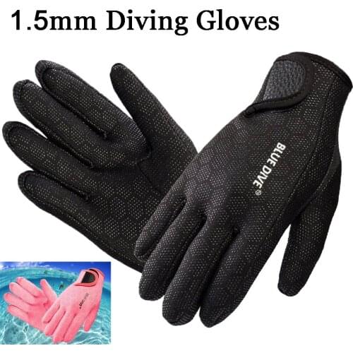 Brand new 1 pair Blue dive Diving GLoves for man women black red dive equipment high quanlit anti-slip winter swim gloves 1.5mm