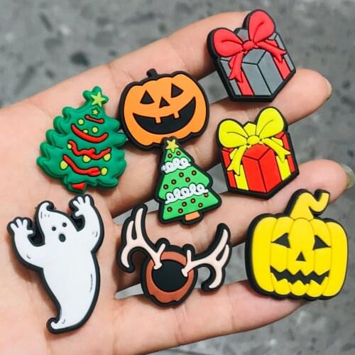 1Pcs Ghost Animals Punmkin PVC Charms Shoe Accessories Garden Shoe Decoration for Clog Shoes Charms Buckle Love X-mas Gift