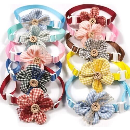 50/100pcs Pet Dog Puppy Bow Ties Adjustable Pet Dog Collar Bowties Lattice NeckTies Flower Design Pet Supplies Dog Accessories