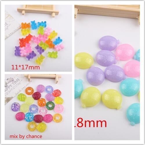 50pcs/lot flat back resin cabochons accessories resin candy mix colors kawaii resin crafts