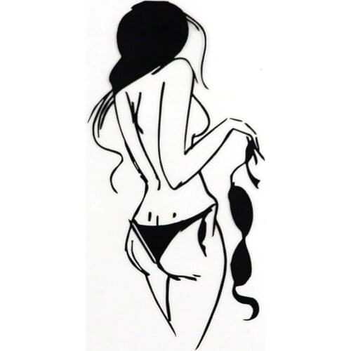8,8 CMX 17,2 CM Hot Sexy Dessous Nackt Mädchen Frau Aufkleber Vinyl Auto Aufkleber Schwarz/Silber 8A-0414