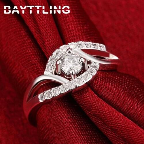 BAYTTLING AAA Zircon 925 Sterling Silver Ring 7/8# Charm Heart Ring For Woman Lady Fashion Anniversary Jewelry Gift