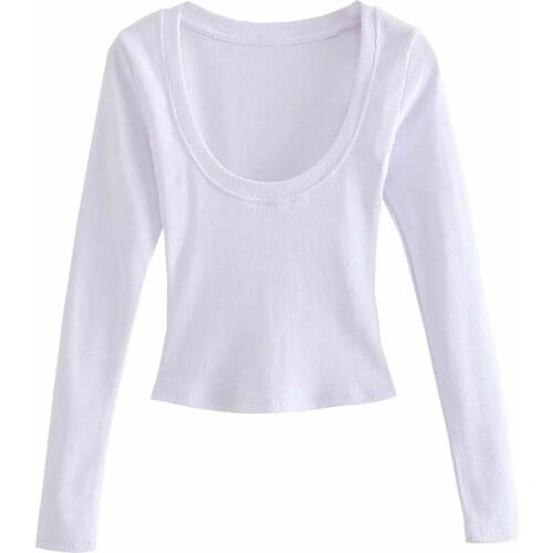 Basics Jewel Neck Cotton Long Sleeve Regular Length Tees DLSY652