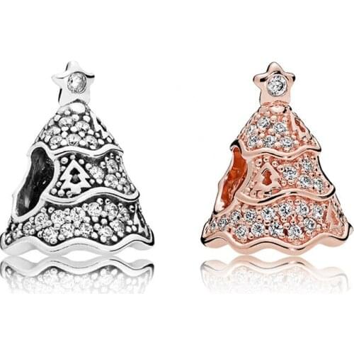 Free Shipping Authentic 925 Sterling Silver Twinkling Christmas Tree Charm Fit Original Bracelet For Women Jewelry S925 Beads