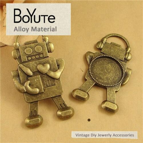 BoYuTe (10 Pieces/Lot) 20MM Cabochon Bese Zinc Alloy Materials Antique Bronze Plated Robot Pendant Bezel for Jewelry Makings