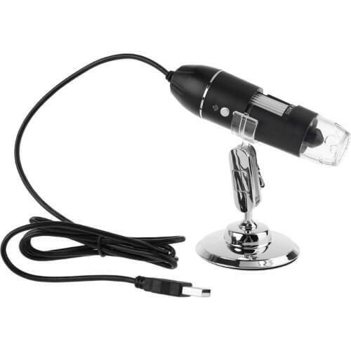 3-in-1 Digital USB Microscope 1600X Portable 2Adapters Support OSX Windows PC Type-C Micro-USB Phone Magnifier with 8LED