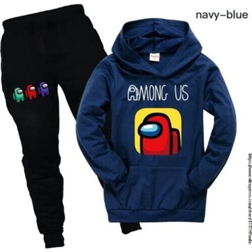 Children Among Us Kawaii Warm Hoodies Funny Cartoon Hoodies Kids Graphic Fashion Streetwear Sweatshirt + Boy and Girl Cool Pants