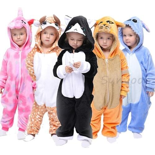 Children Kigurumi Unicorn Pajamas Kids Baby Animal Overalls Jumpsuit Onesie Panda Pajama Sleepwear Girls Cosplay Pyjama Pijamas
