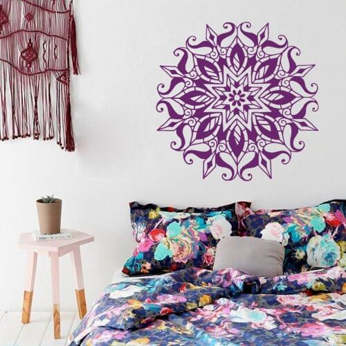 DIY Beautiful design non-toxic PVC Mandala flower wall sticker Yoga room wall decals wall art mural decoration living room decor
