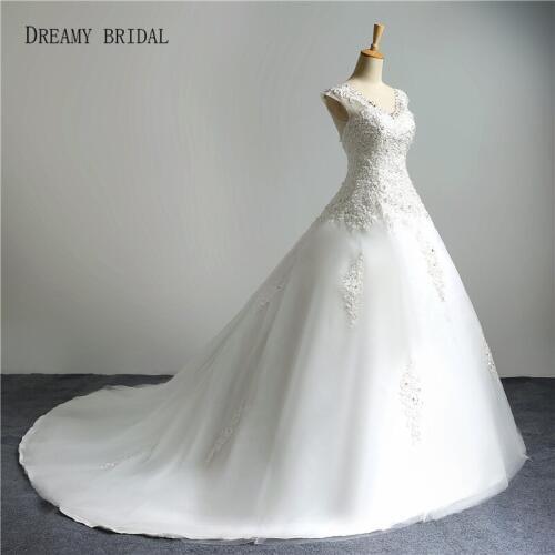 Actual Image Ball Gown Wedding Dresses Free Petticoat Deep V Neck Lace Beaded Sequined Lace Up Back Bridal Gowns 2017