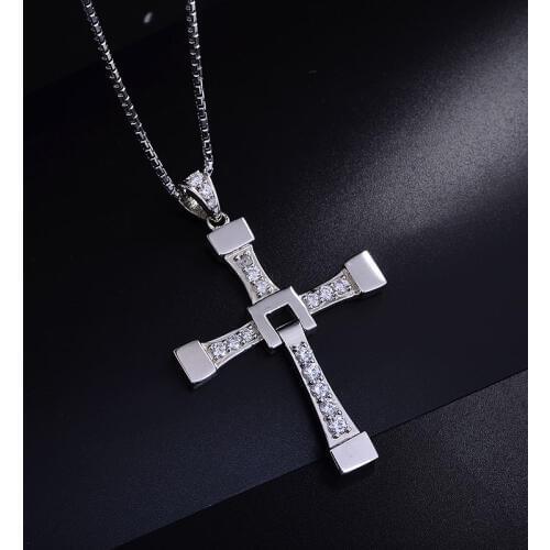 FAST and FURIOUS Dominic Torettos Cross S925 Sterling Sliver Pendant Necklace Big Size High Qualiyt