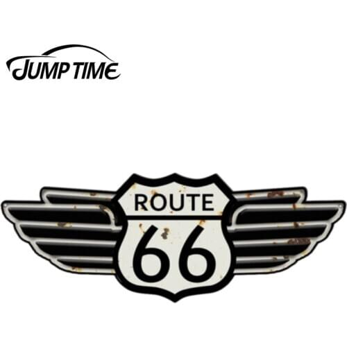 JumpTime 13cm x 4.9cm For ROUTEE 66 WINGS Sign Creative Car Sticker Rear Windshield Decal Waterproof Car Accessories Window