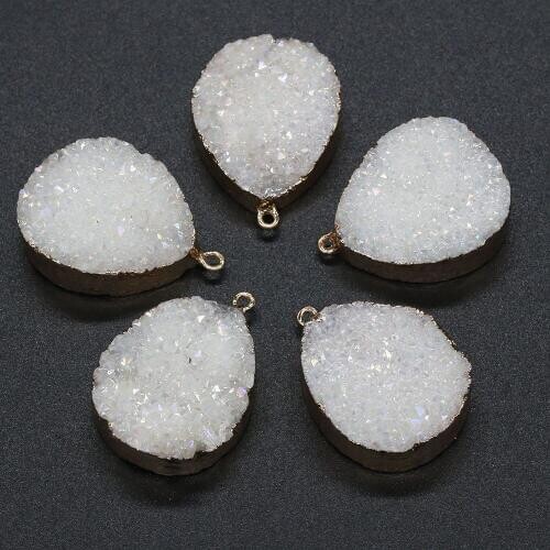 Drop-shaped White Crystalline Germ Pendant Charms For DIY Necklace Handiwork Sewing Craft Jewelry Accessory Making