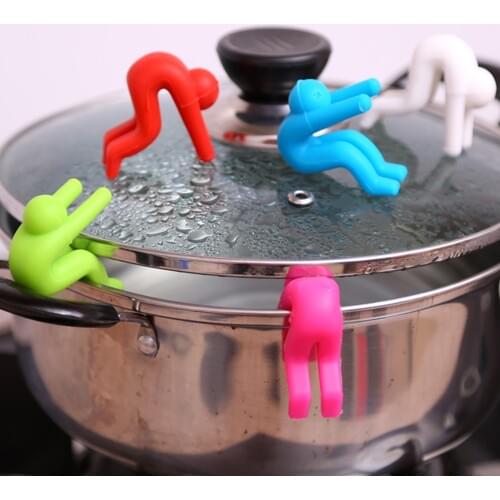 2pcs Creative Raising Pot Cover Silicone Spill-proof Anti-overflowing Tools Cell Phone Holder Cooking Tools Kitchen Accessory
