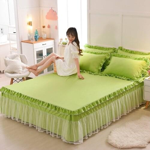 Cilected Ins Princess Style Lace Bed Skirt Bedspread Home Bedroom Bed Non-Slip Ruffled Mattress Sheet Protective Cover Decor