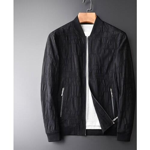 Classic Male Jacket Autumn New Stand Collar Zipper Mens Jackets And Coats Hight Quality Solid Color Slim Fit Balck Man Jacket