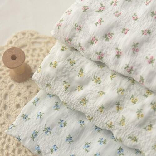 Small Fresh Floral Spring Style Bubble Polyester Fabric Summer Dress Dress Baby Clothes Lolita Clothing Handmade DIY Fabric