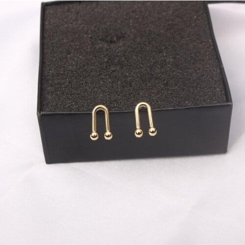 N Shaped Metal Stud Earrings for Women Gold Color Mini Stud Earrings Party Gift Fashion 2021 trend brincos Small Earrings