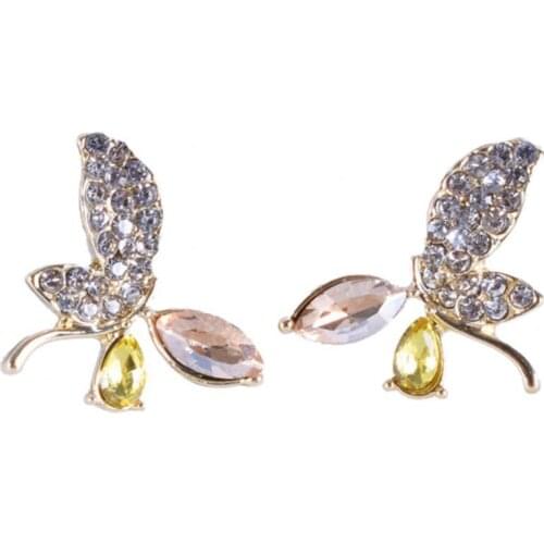 Fashionable Women Butterfly Rhinestone Stud Earrings Sweet Party Jewelry Gift