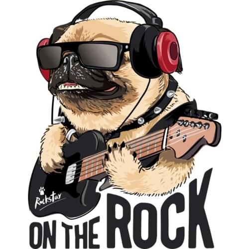 Cool Rock Music Dog Patches Letters Stripes Thermo Stickers Appliques for Mens Clothing T-shirt Iron on Transfers for Clothes T