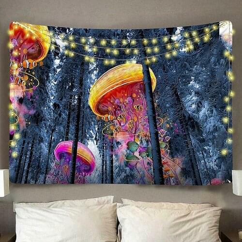 3D Jellyfish wall hanging Tapestry Hippie Wall Hanging Wandkleed Tapestry Wall Fabric Beach Cloth Rug Psychedelic boho decor