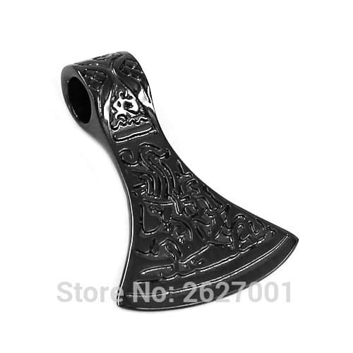 Norse Viking Axe Pendant Stainless Steel Jewelry Black Fashion Motor Biker Men Pendant Wholesale SWP0387B