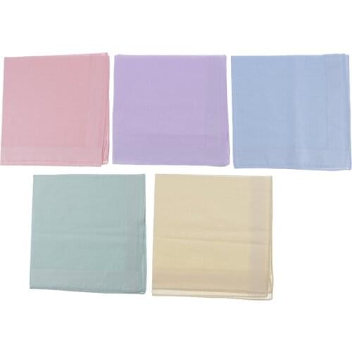 5pcs 100% Cotton Child DIY Blank Handkerchiefs Bridal Party Adult Hankie Kerchiefs Hanky Pure color Without Picture Handkerchief