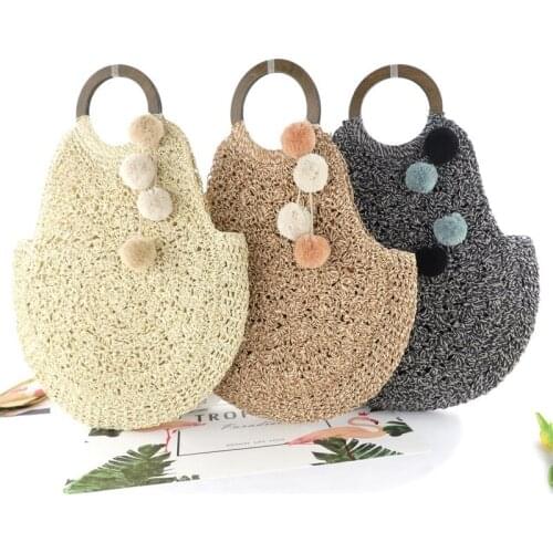 New woven straw bag portable hanging ball beach bag fashion casual women handbag