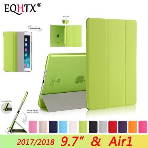 New Case For iPad 9.7 inch 2017 2018 5th & 6th generation Cover,Transparent Smart sleep wake up PU Leather Cover For iPad Air 1