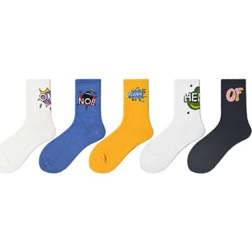 Original Fashion Brand Crew Men Cotton Socks Sports Skateboard Blaze Street Happy Simple Letter Style