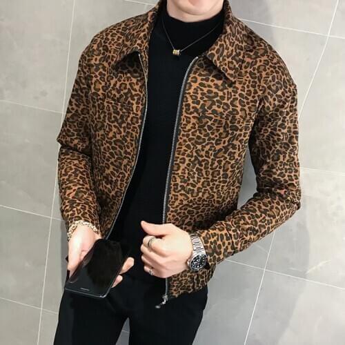 Print Autumn Leopard Zipper Jacket Flow Loose Coat Chaqueta Hombre Casual Jacket Mens Chaqueta Hombre Bomber Jacket Men 2020