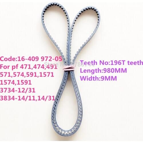 Timing belt #16-409972-05 for PFAFF shoe machine 471,474,491,571,574,591,1571,1574,1591,3734-12/31,3834-14/11,ZJ9610,ZJ9620 etc