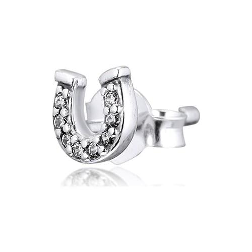 Signature Me My Lucky Horseshoe Single Stud Earring 100% Authentic Sterling Silver Jewelry Free Shipping