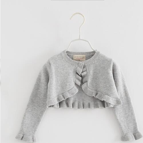 Gray Baby Girls Cardigan Kids Sweater Knit Jacket 100% Cotton Outerwear Baby Girls Coat 12 24 Month 2021 Kids Clothes RKC195104