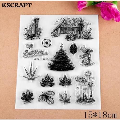 KSCRAFT Leaves Transparent Clear Silicone Stamp/Seal for DIY scrapbooking/photo album Decorative clear stamp sheets 076