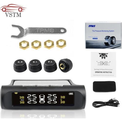 Solar Power TPMS Car Tire Pressure Alarm Monitor System Auto Security Alarm Systems Tyre Pressure Temperature Warning