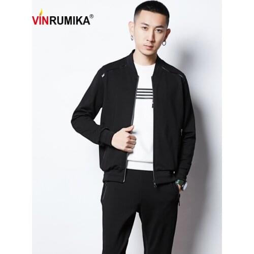 2020 Spring Autumn Mens Large Size L-9XL Pure Color Cotton Sportswear Set Male Casual Sports Black Hooded Jackets Coat Trousers