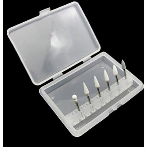6Pcs/Pack Dental Polishing Stone Porcelain Resin Polishing Burs for High Speed Handpiece White Stone Dental Tools